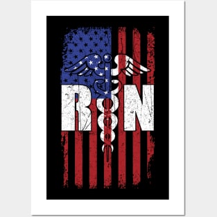 RN Nurse 4th of July Patriotic American USA Flag Gift Posters and Art